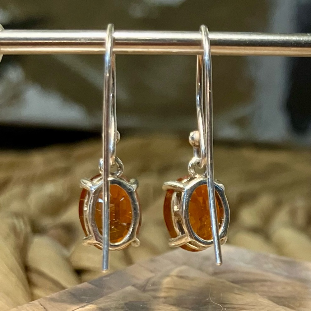 Madeira Citrine Gemstone Dangle Earrings Set in Silver - Picture 4 of 6